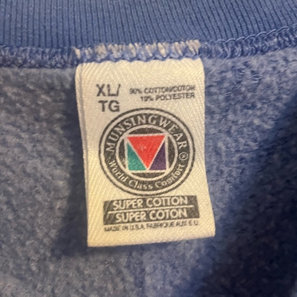 Vintage Blue Crewneck Sweatshirt with Snowman Family Embroidery - Picture 3 of 4